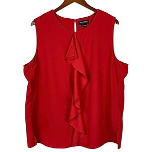 Liz Claiborne Career Blouse Red Sleeveless‎ Top Ruffle Women's L